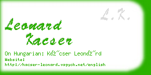 leonard kacser business card